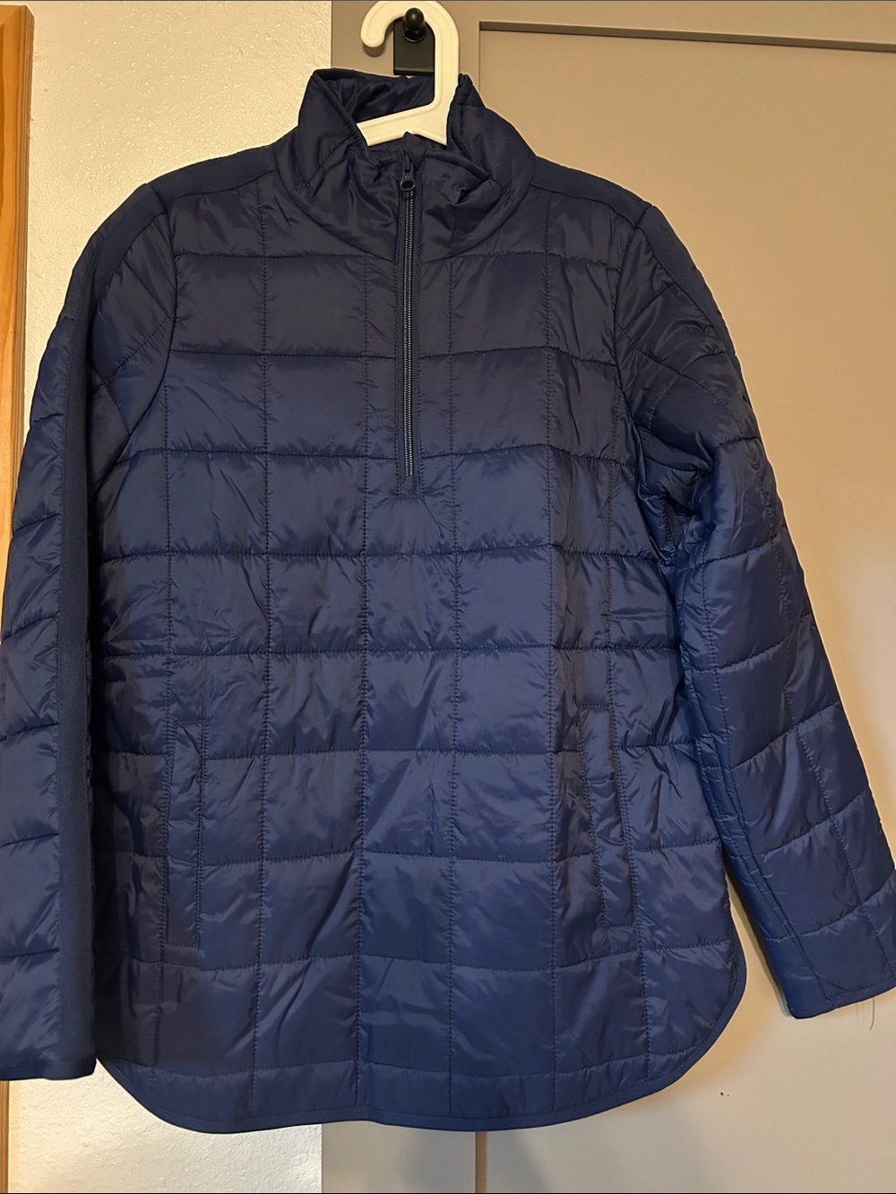 Coldwater Creek Navy Quilted Half-Zip Puffer